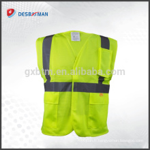 Gilet de sécurité réfléchissant de haute qualité de polyester fuyant / vêtements de travail de sécurité industrielle de visibilité élevée de Viz avec des poches